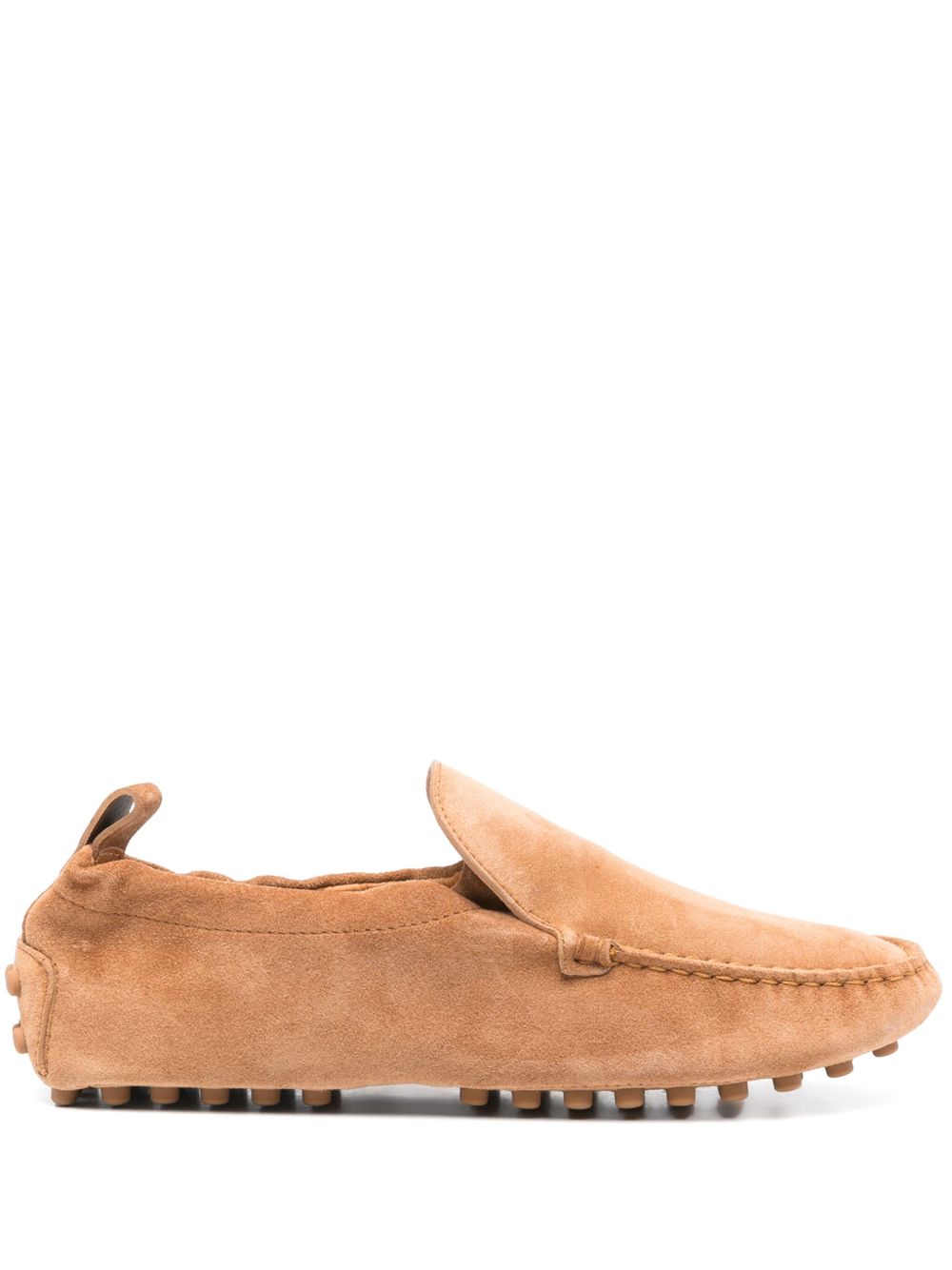 Tod's Flat Gommino Suede Leather Loafers Camel