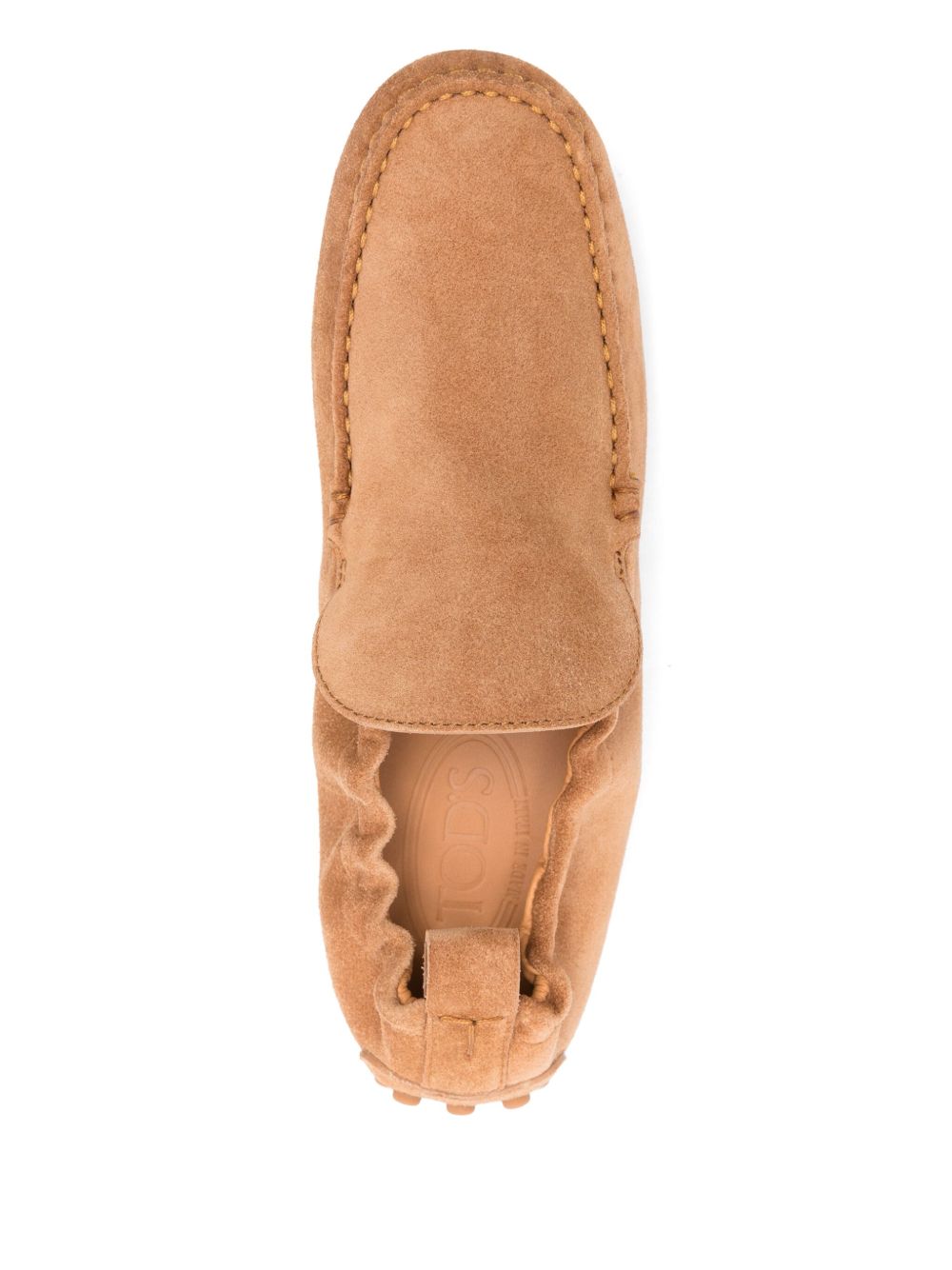 Tod's Flat Gommino Suede Leather Loafers Camel