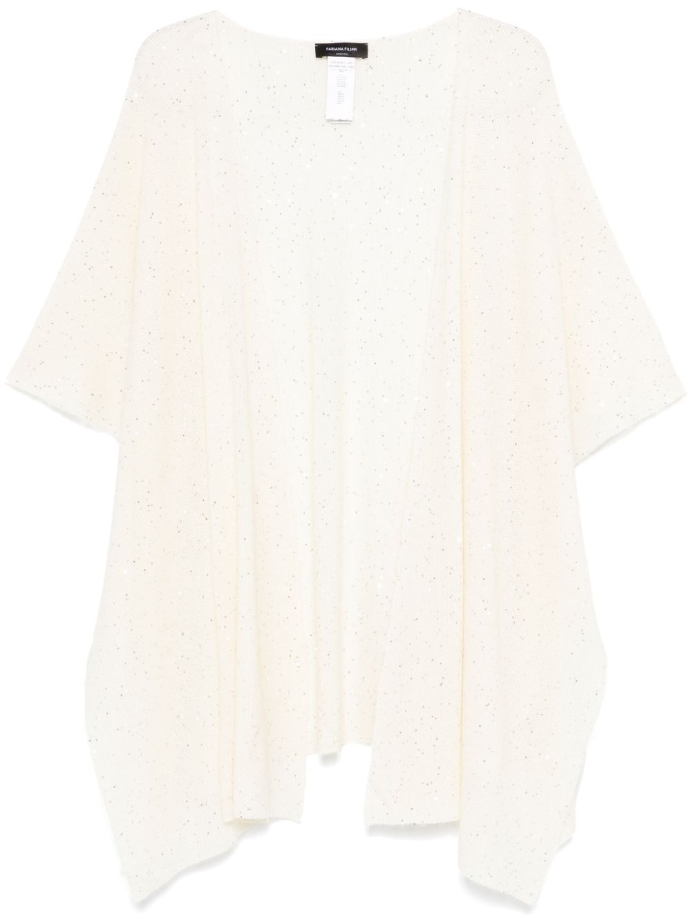 Fabiana Filippi White Wool Blend Cape With Sequins