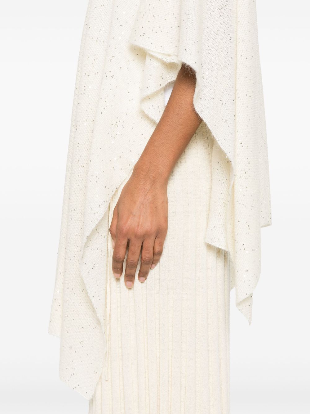 Fabiana Filippi White Wool Blend Cape With Sequins