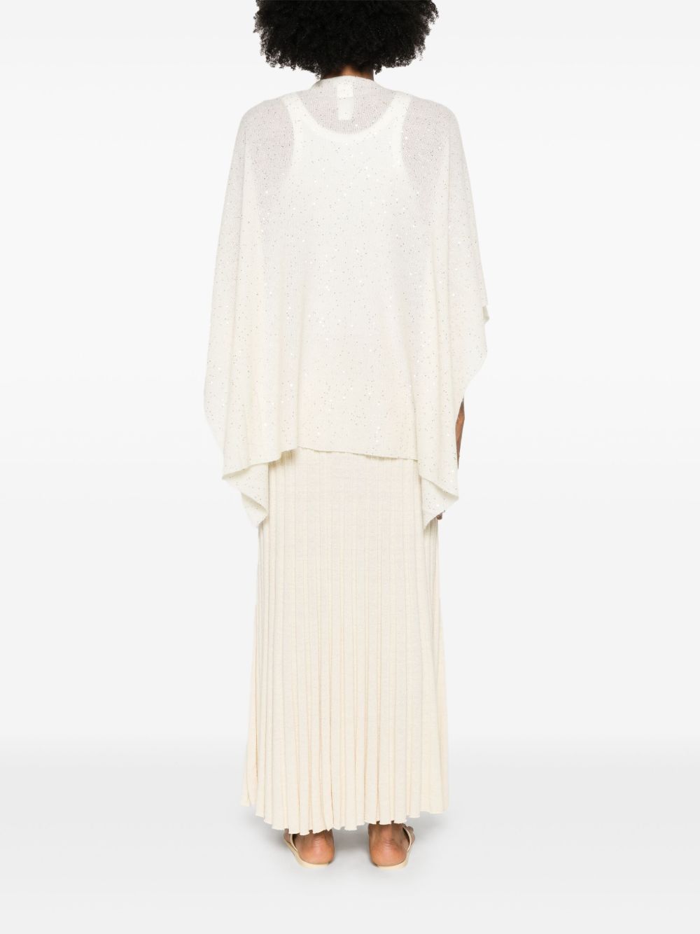 Fabiana Filippi White Wool Blend Cape With Sequins