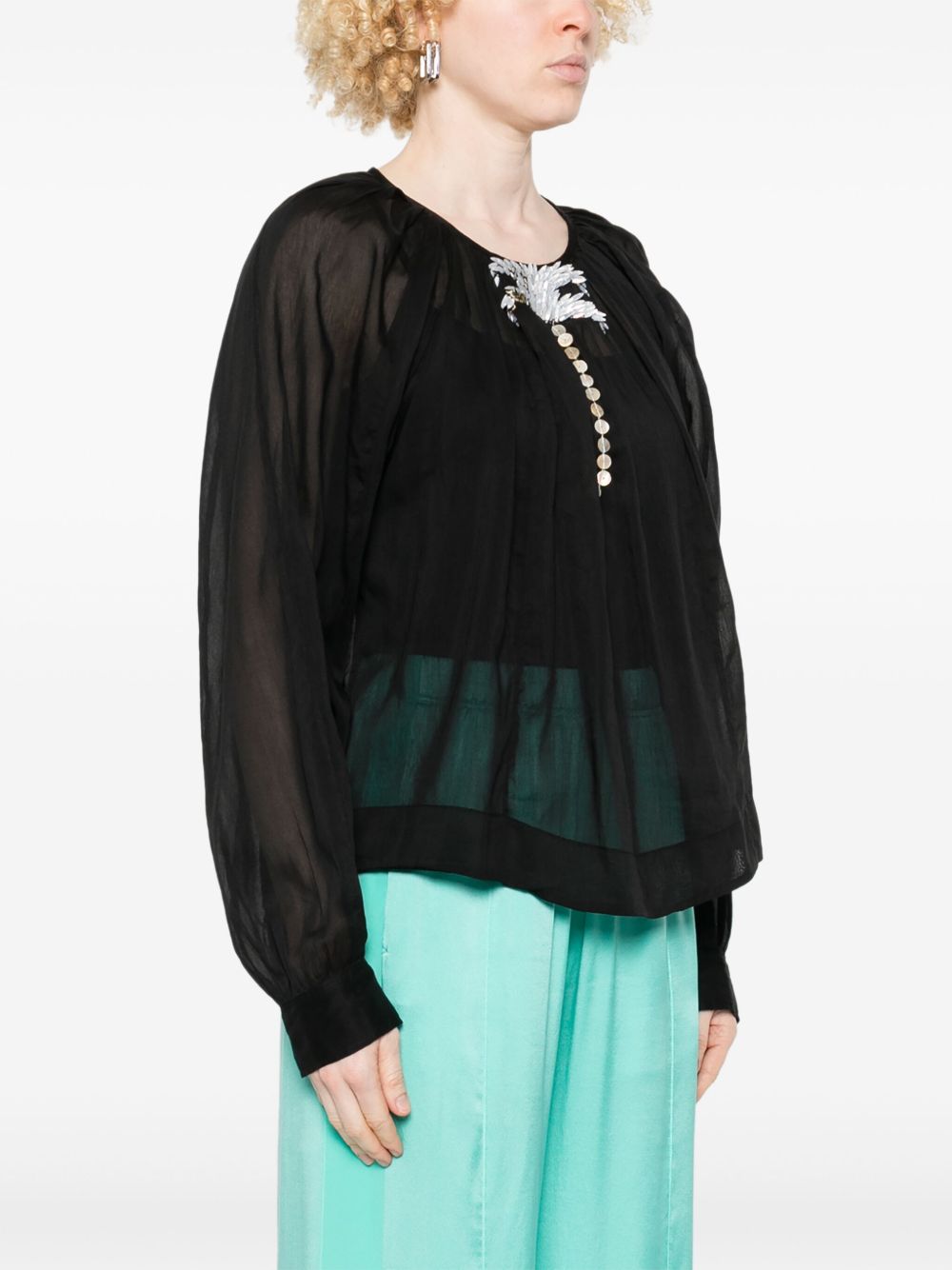 Forte Forte Embellished Boho Shirt Black