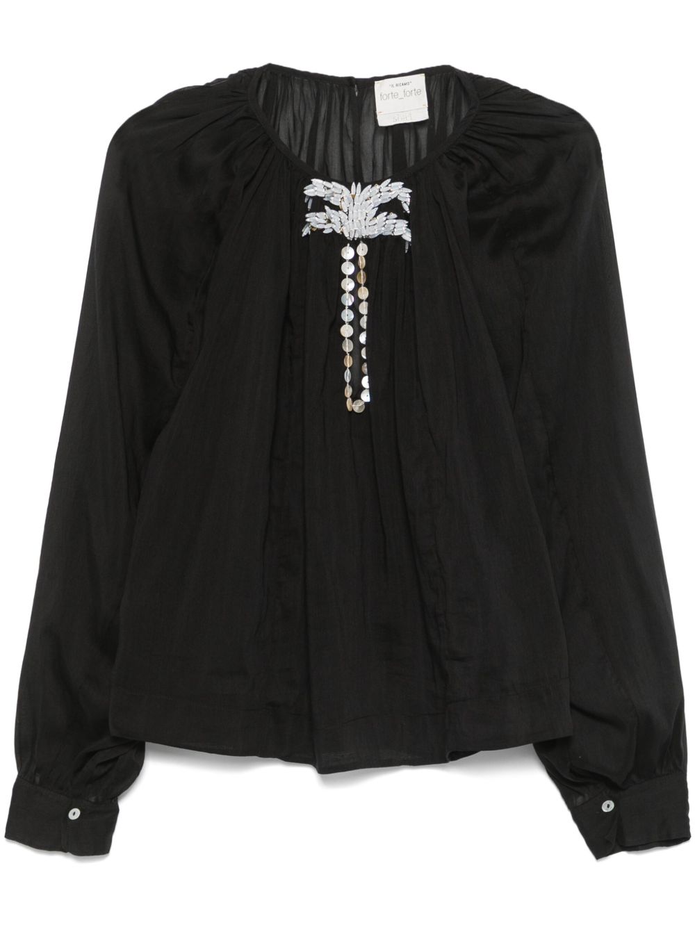 Forte Forte Embellished Boho Shirt Black