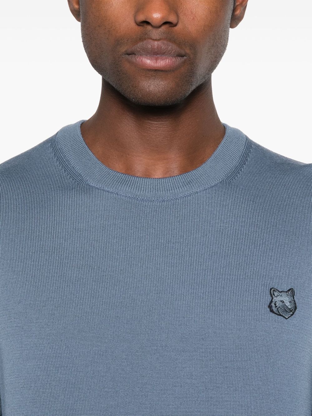 MAISON KITSUNE' Fox Head Sweater Blue