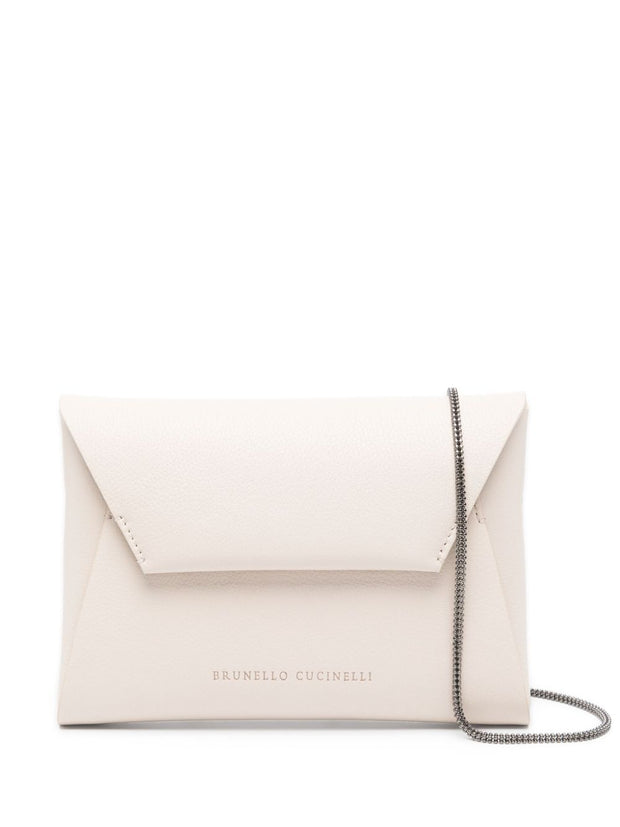 Brunello Cucinelli Ivory Envelope Clutch Bag With Chain-leather Strap