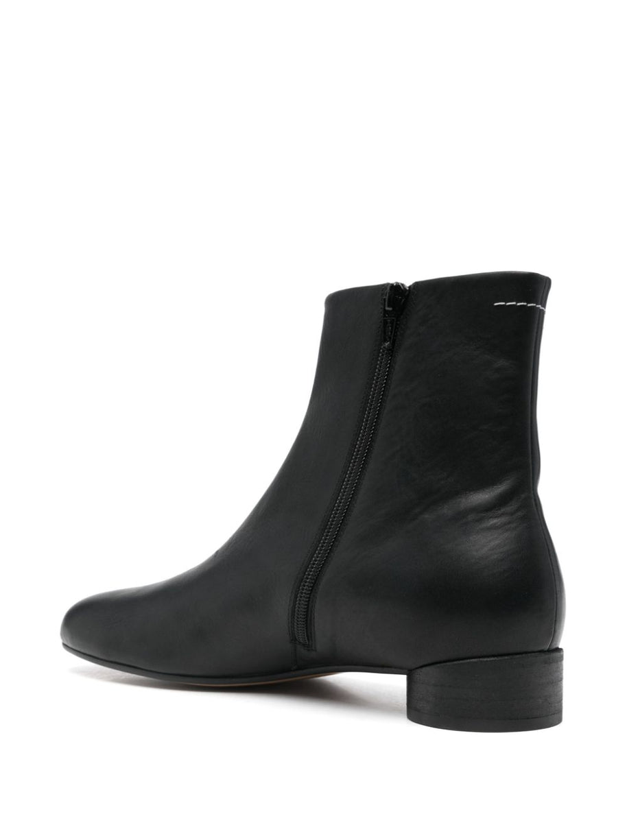 MM6 Maison Margiela Leather Ankle Boots in Black