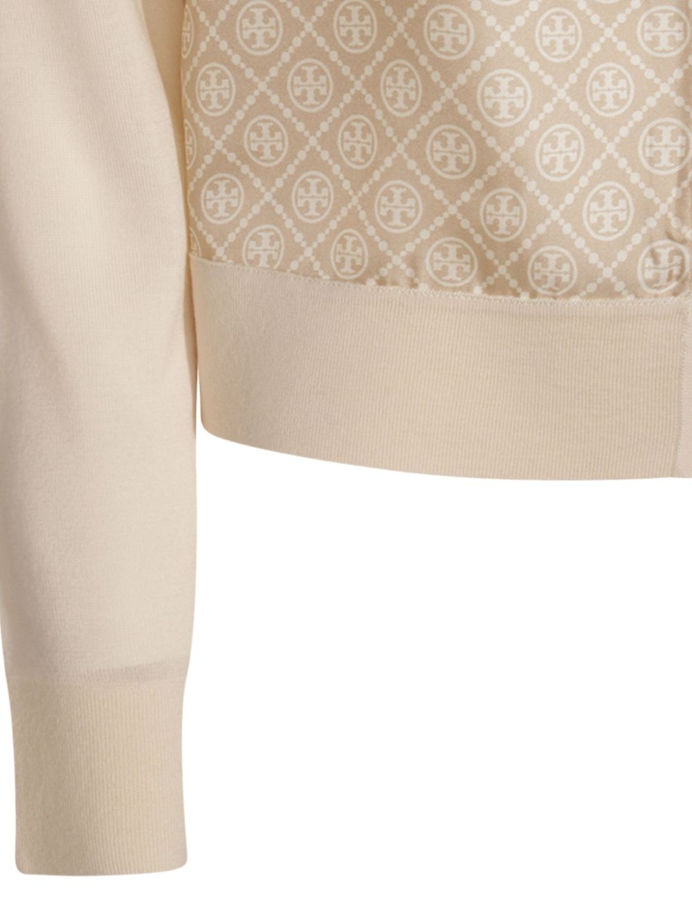 Tory Burch Silk Front Cardigan Beige