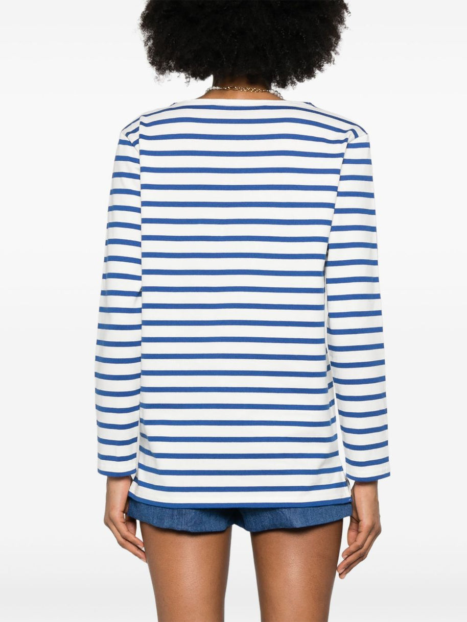 Valentino Striped Cotton Logo Print Top
