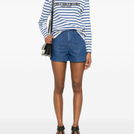 Valentino Striped Cotton Logo Print Top
