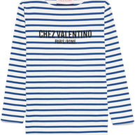 Valentino Striped Cotton Logo Print Top