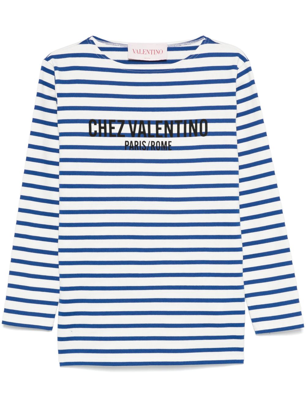 Valentino Striped Cotton Logo Print Top