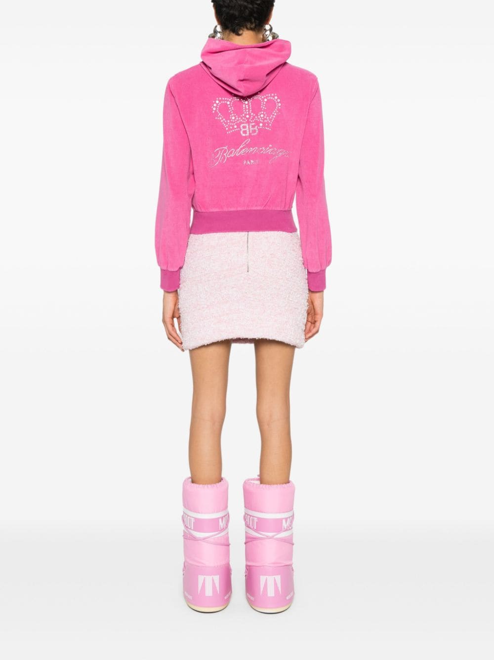 Balenciaga Velvet Zipped Hoodie - Pink