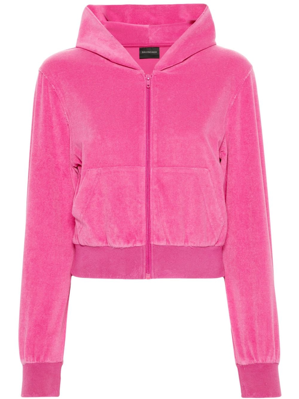 Balenciaga Velvet Zipped Hoodie - Pink
