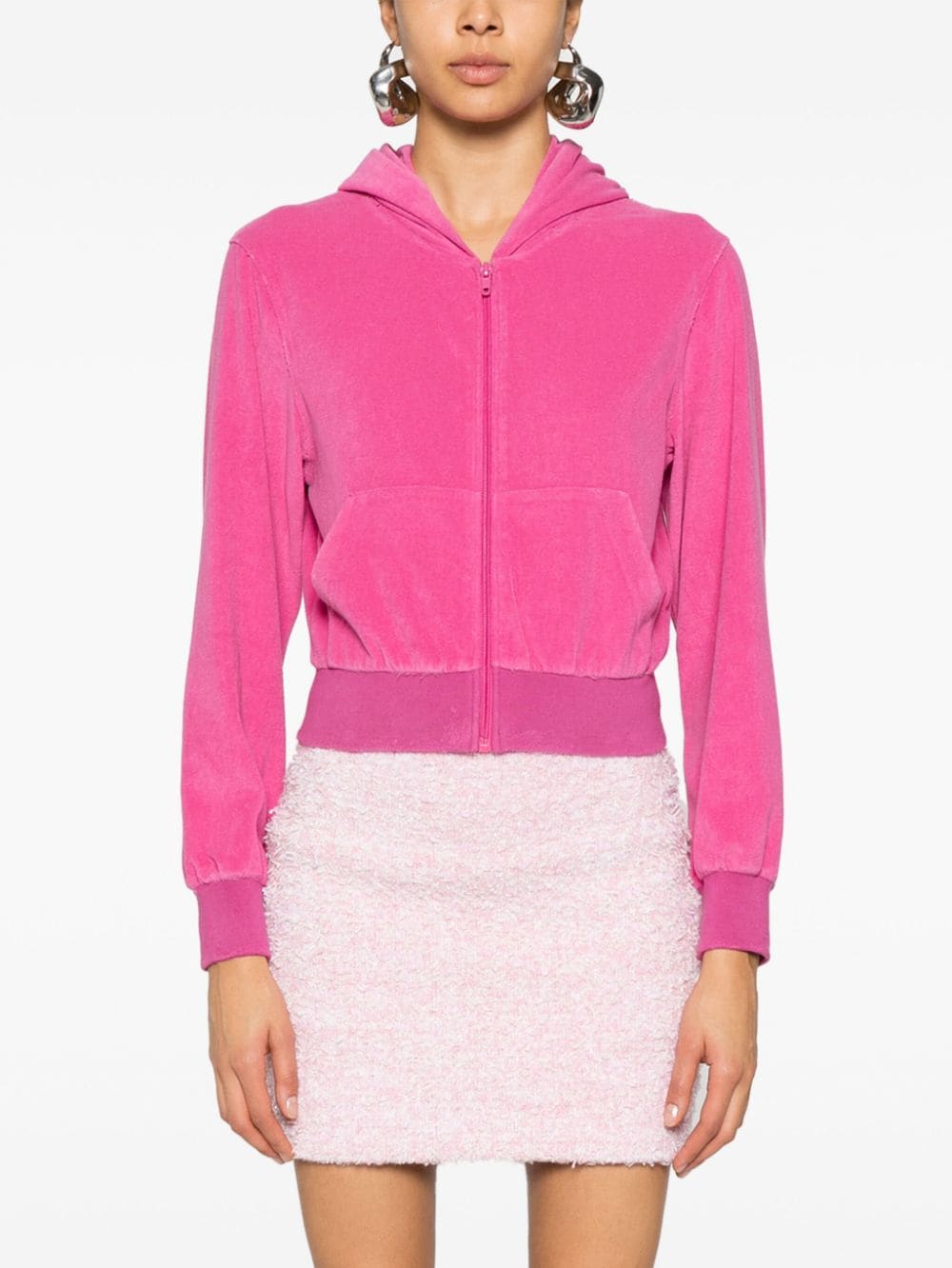 Balenciaga Velvet Zipped Hoodie - Pink