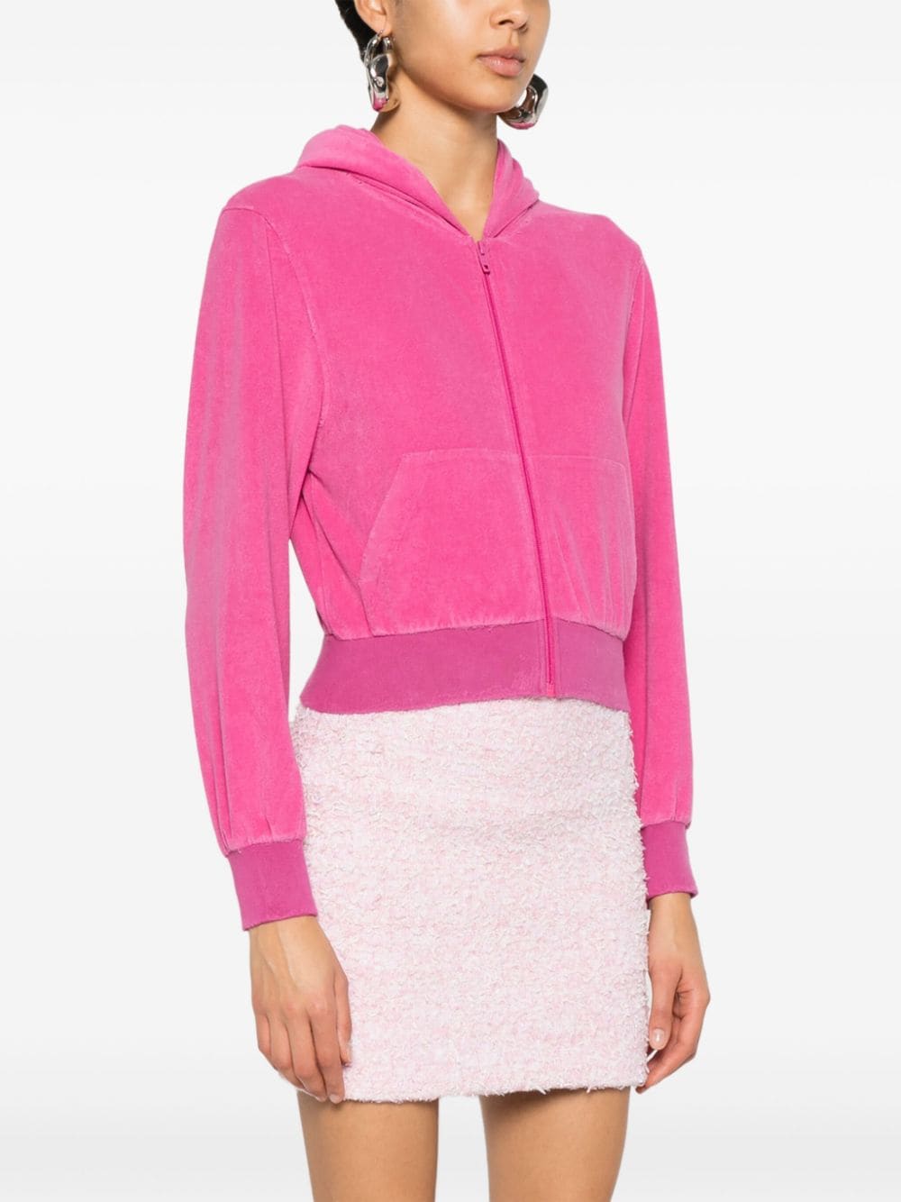 Balenciaga Velvet Zipped Hoodie - Pink