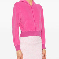 Balenciaga Velvet Zipped Hoodie - Pink