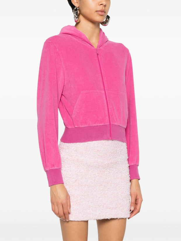 Balenciaga Velvet Zipped Hoodie - Pink
