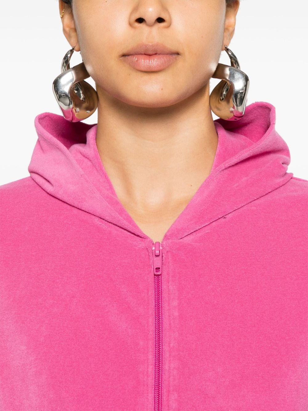 Balenciaga Velvet Zipped Hoodie - Pink