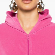 Balenciaga Velvet Zipped Hoodie - Pink