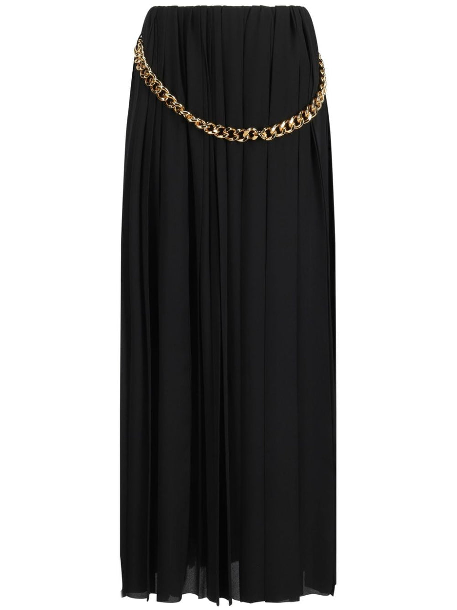 Balenciaga Chain Embellished Pleated Skirt - Black
