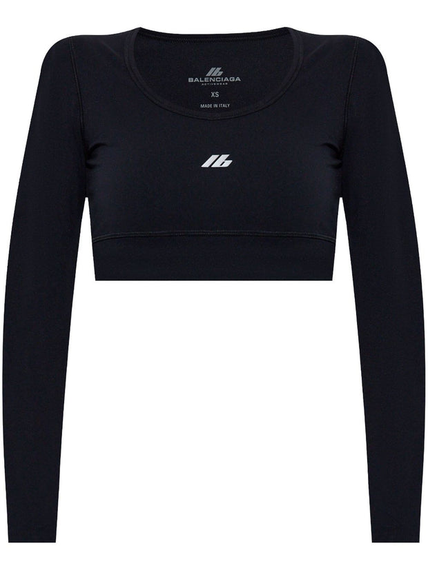 Balenciaga Logo Cropped Top - Black