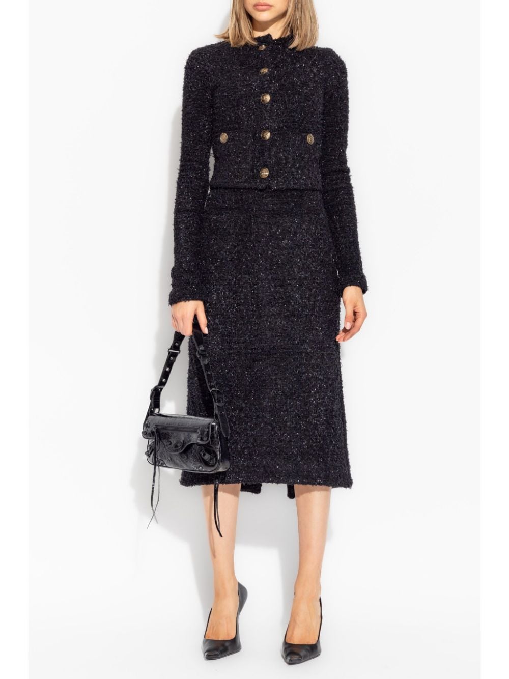 Balenciaga Tweed Midi Skirt - Black