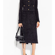 Balenciaga Tweed Midi Skirt - Black