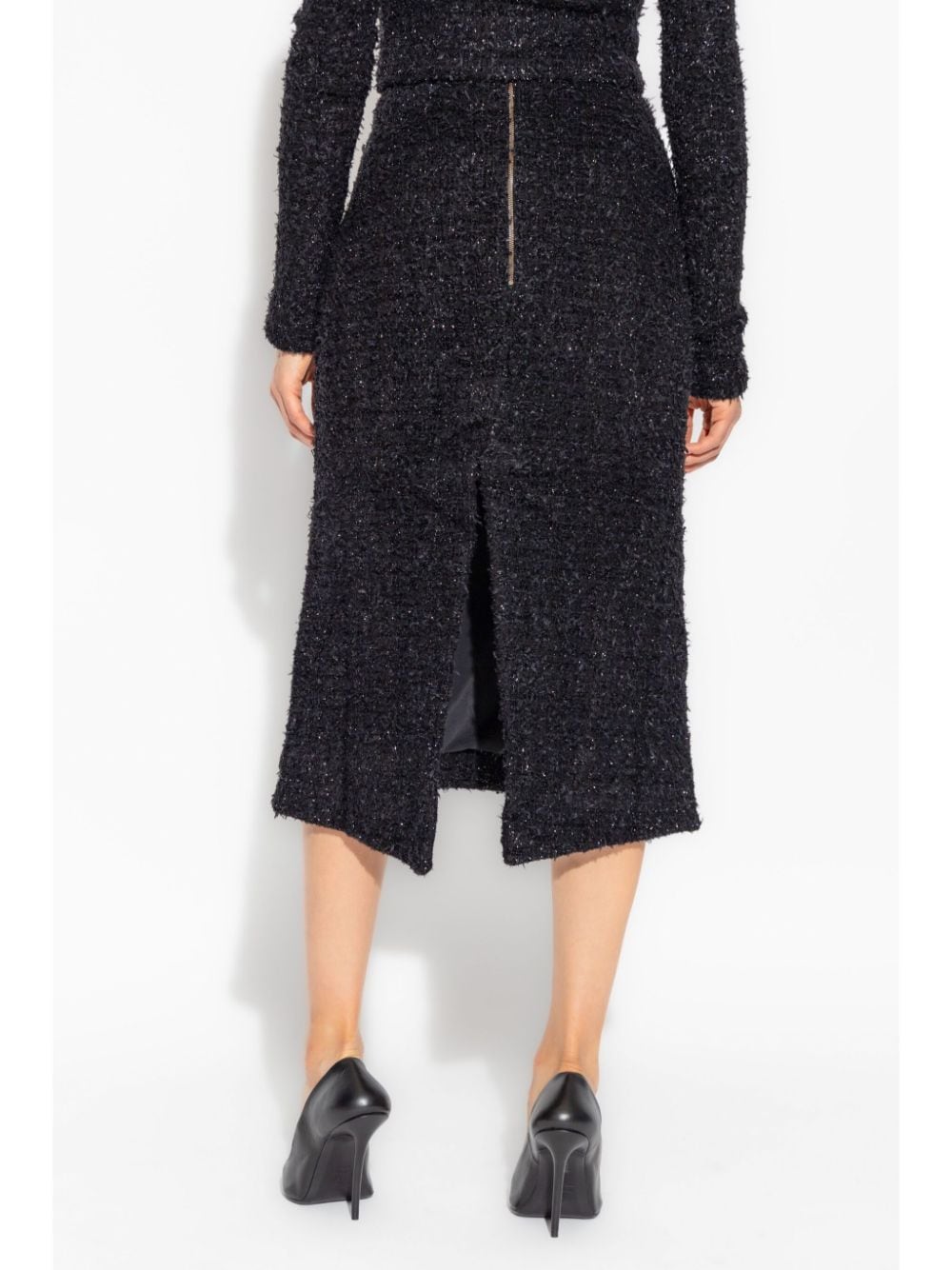 Balenciaga Tweed Midi Skirt - Black