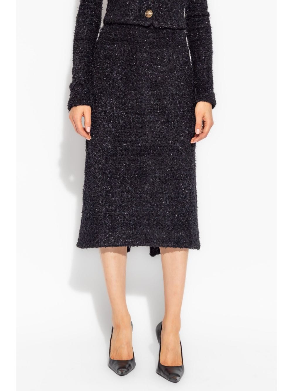 Balenciaga Tweed Midi Skirt - Black