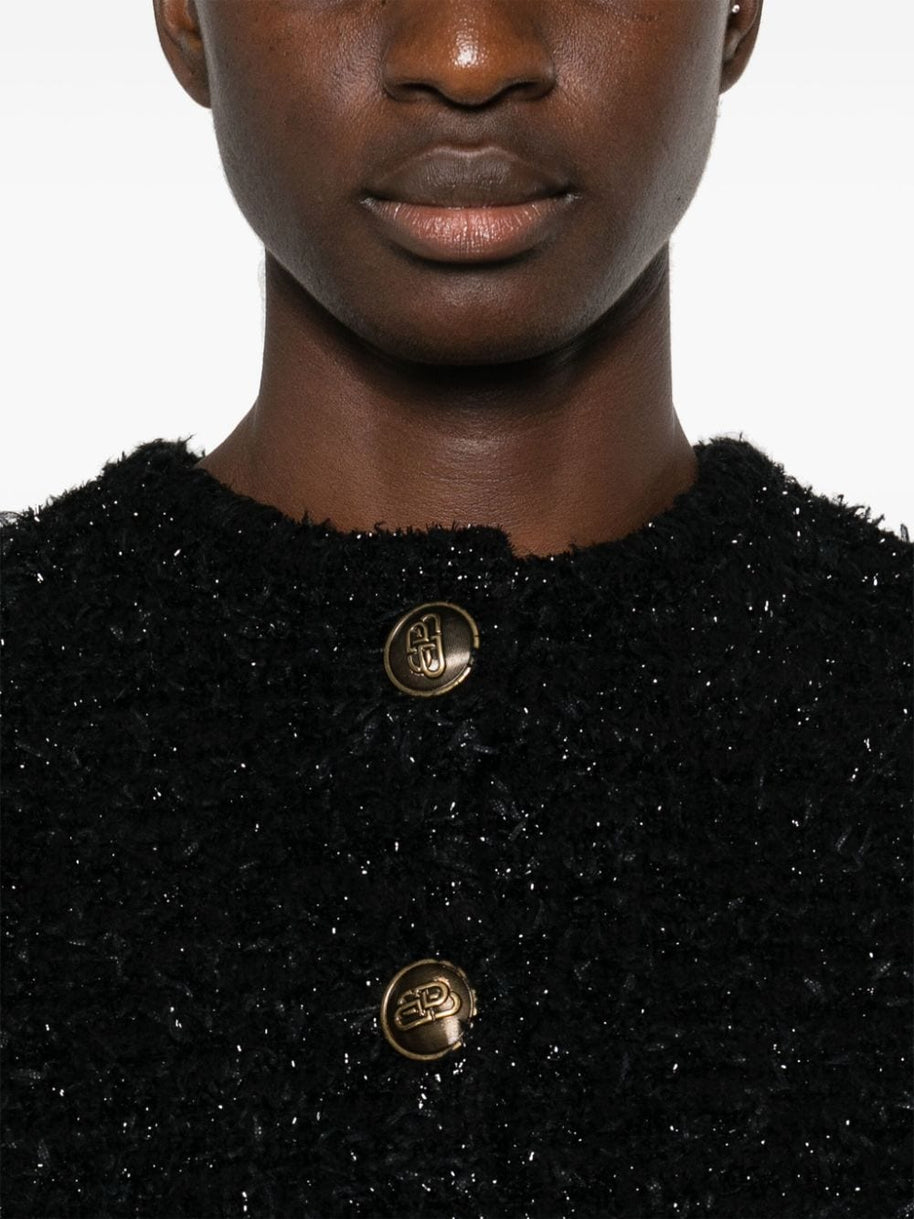 Balenciaga Bouclé Cropped Jacket - Black