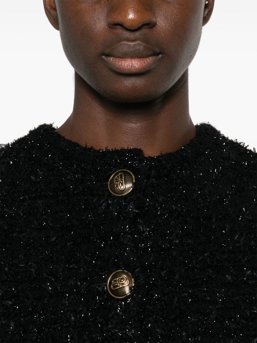 Balenciaga Bouclé Cropped Jacket - Black