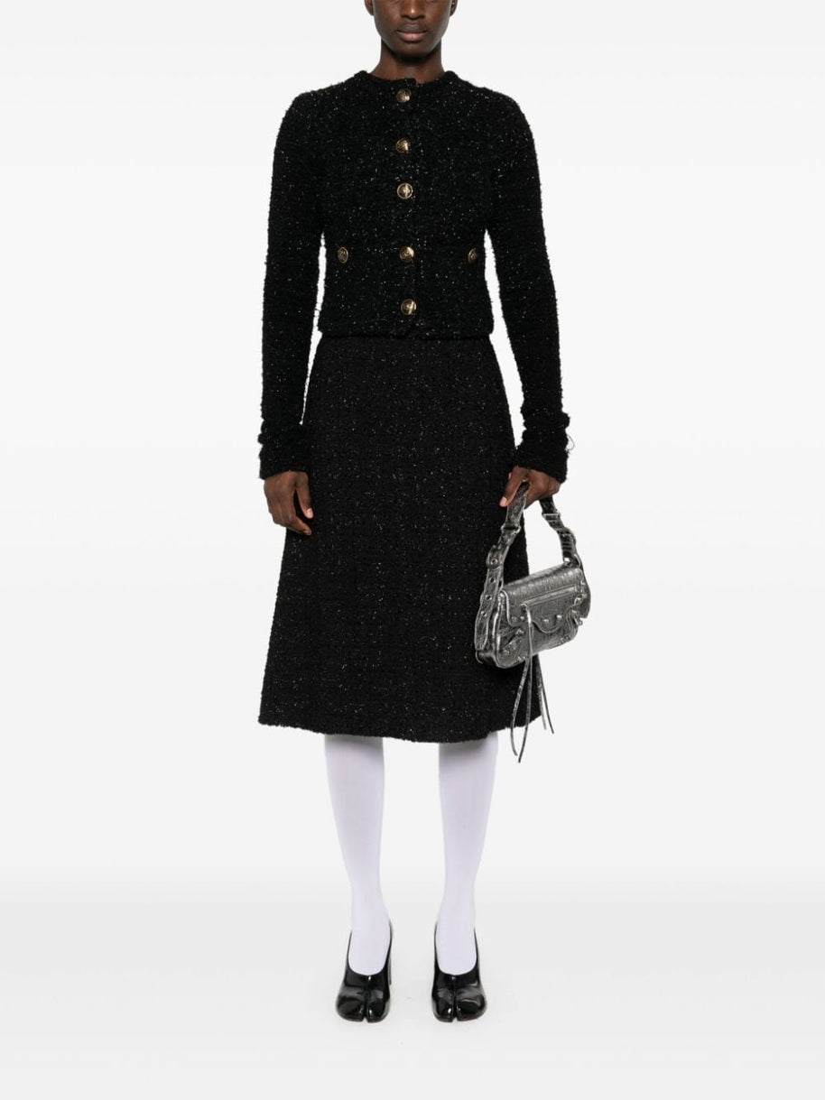 Balenciaga Bouclé Cropped Jacket - Black