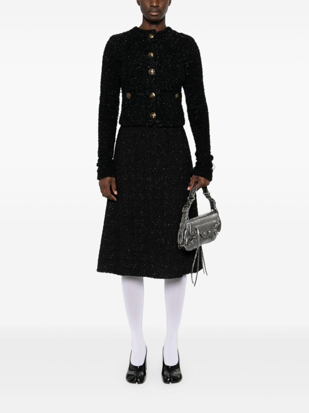 Balenciaga Bouclé Cropped Jacket - Black