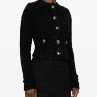 Balenciaga Bouclé Cropped Jacket - Black