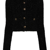 Balenciaga Bouclé Cropped Jacket - Black