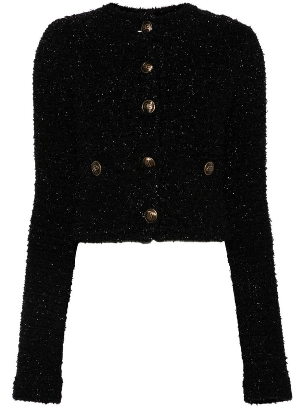 Balenciaga Bouclé Cropped Jacket - Black