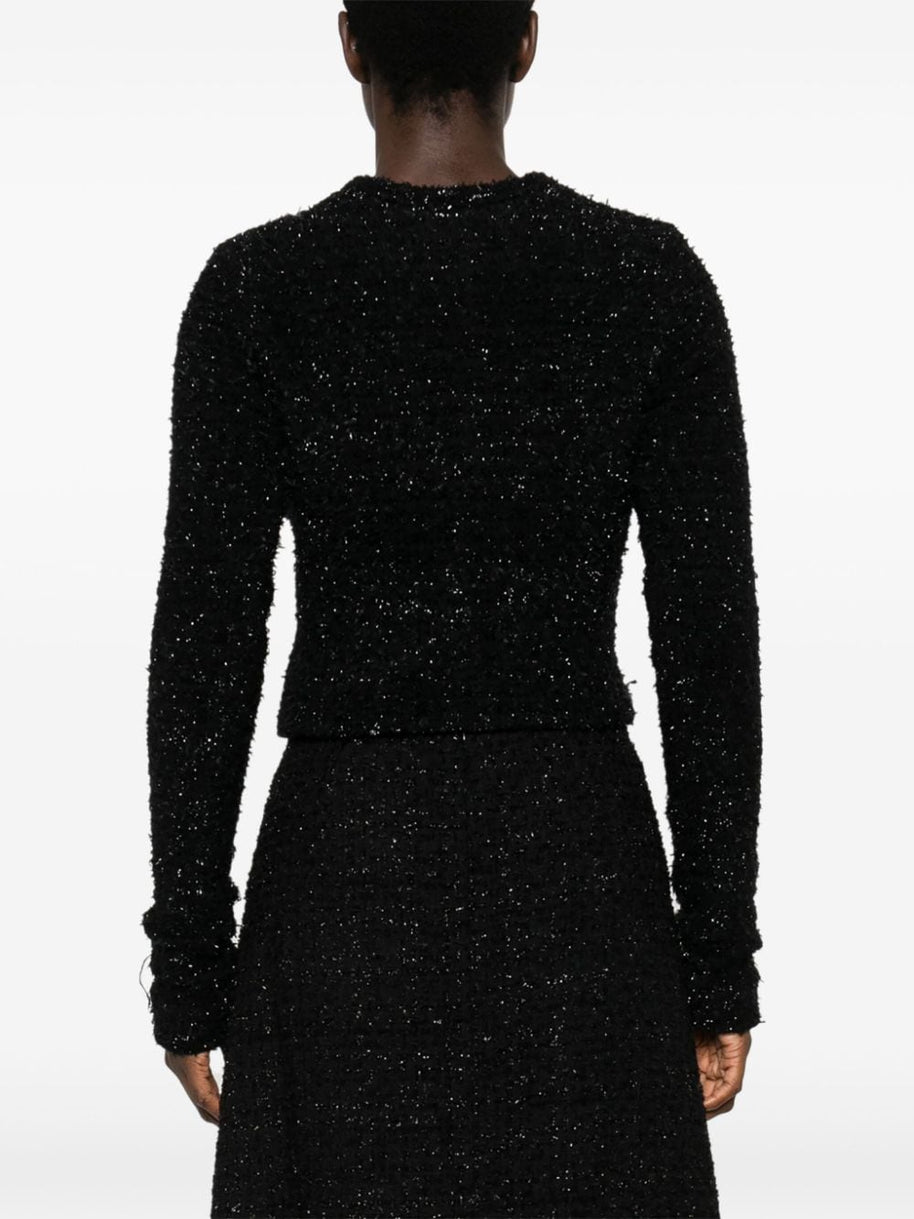 Balenciaga Bouclé Cropped Jacket - Black