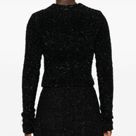 Balenciaga Bouclé Cropped Jacket - Black