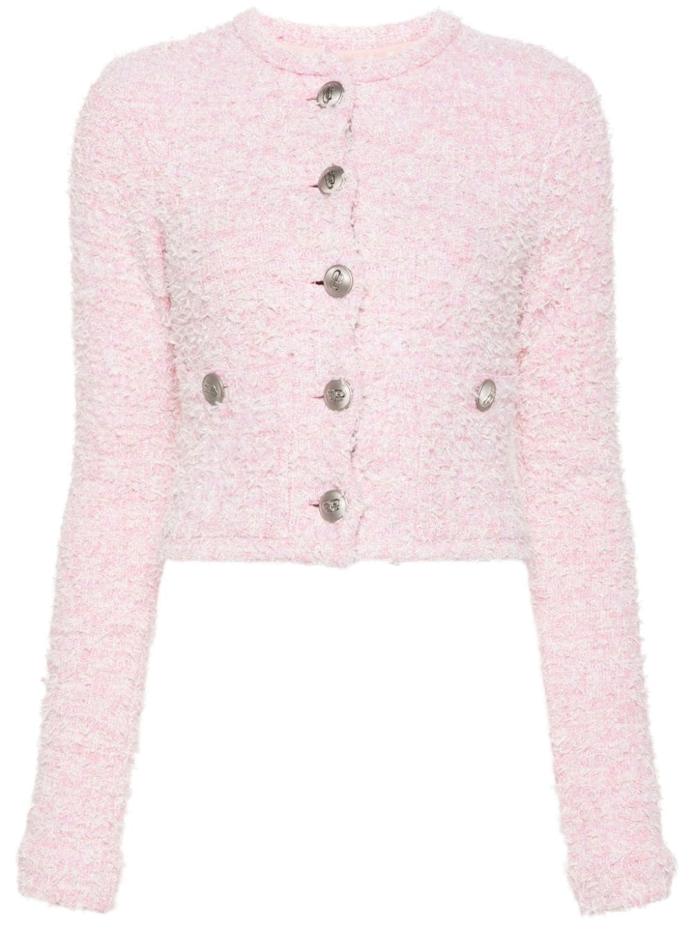 Balenciaga Bouclé Cropped Jacket - Pink