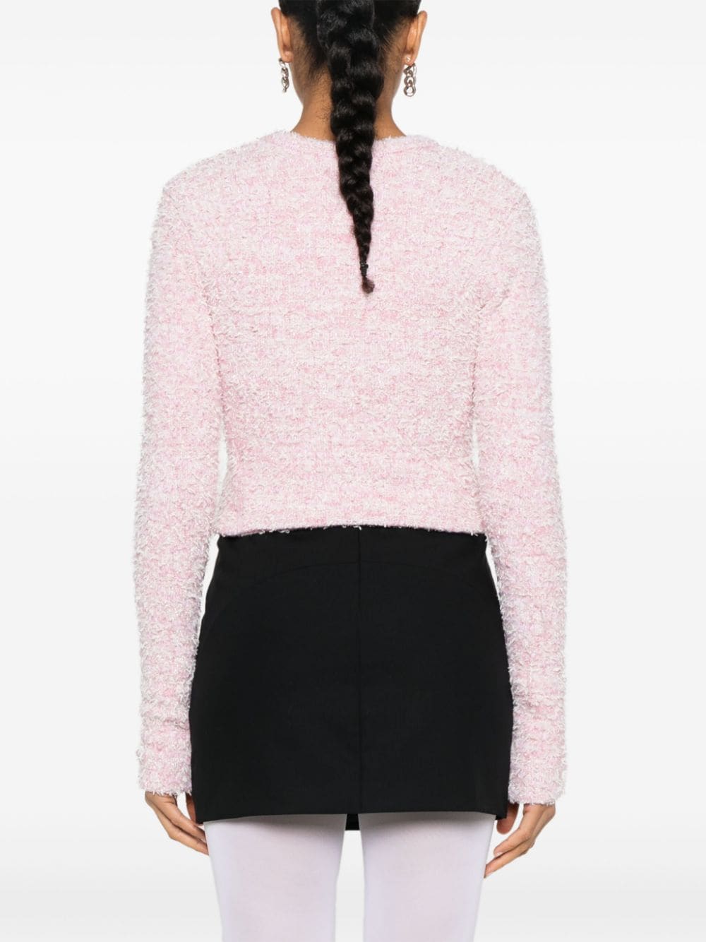 Balenciaga Bouclé Cropped Jacket - Pink