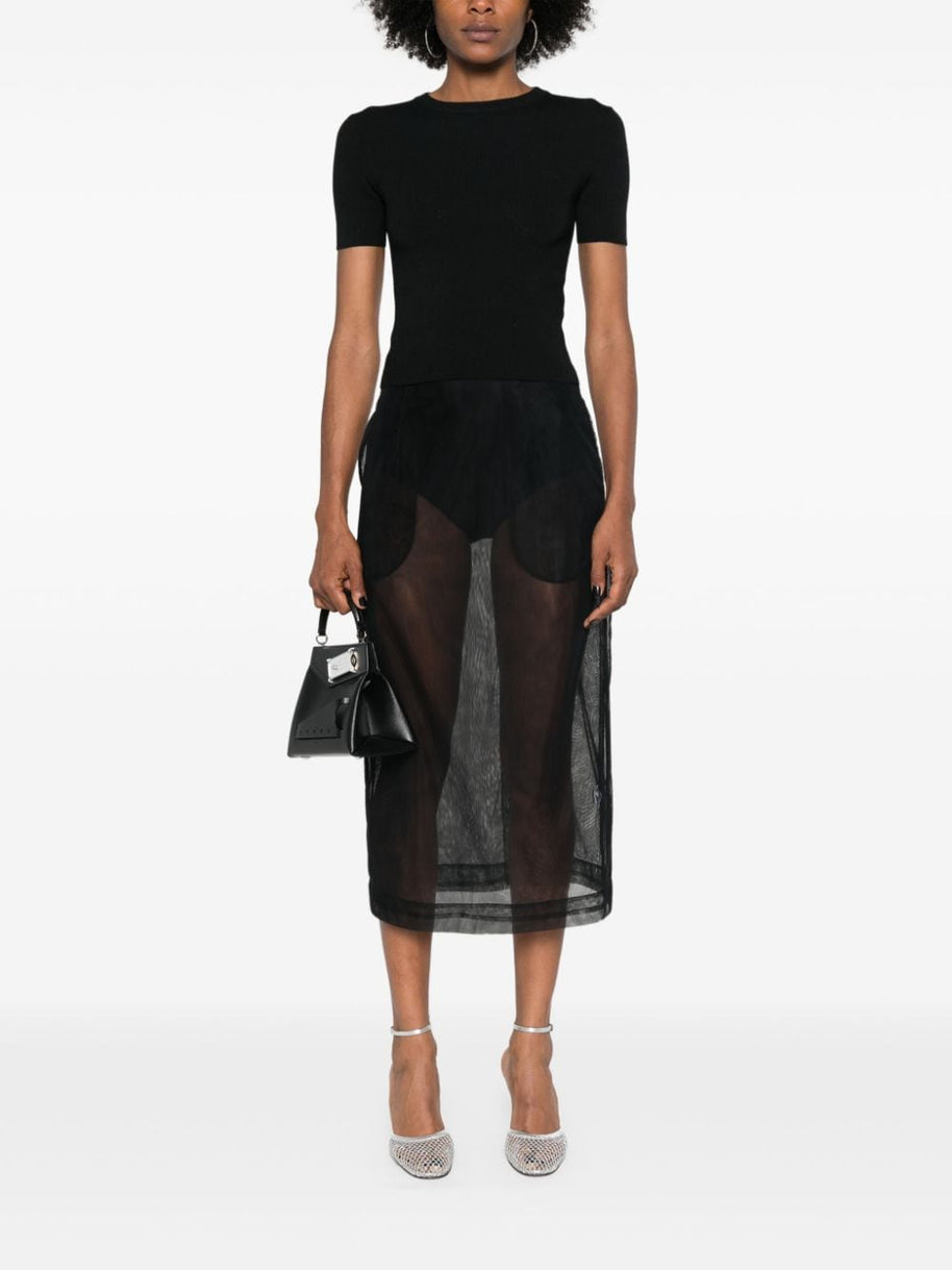 Balenciaga Open-knit Wool Top - Black