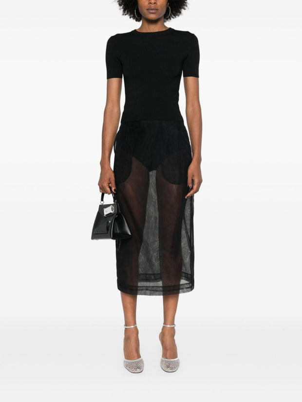 Balenciaga Open-knit Wool Top - Black