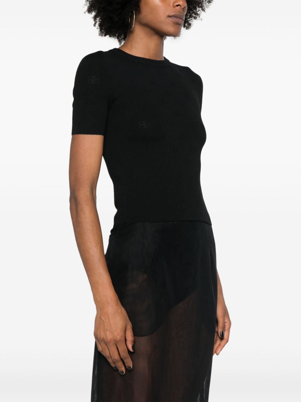 Balenciaga Open-knit Wool Top - Black