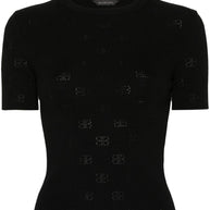 Balenciaga Open-knit Wool Top - Black