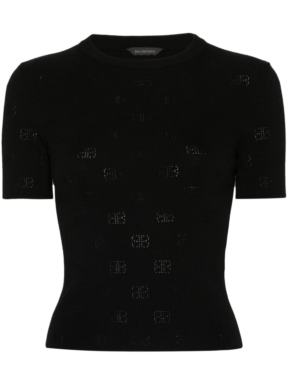 Balenciaga Open-knit Wool Top - Black