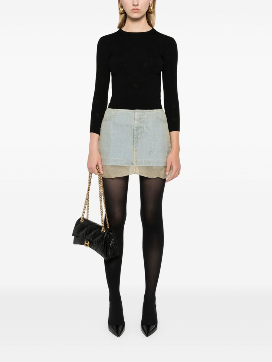 Balenciaga Open-knit Wool Top - Black