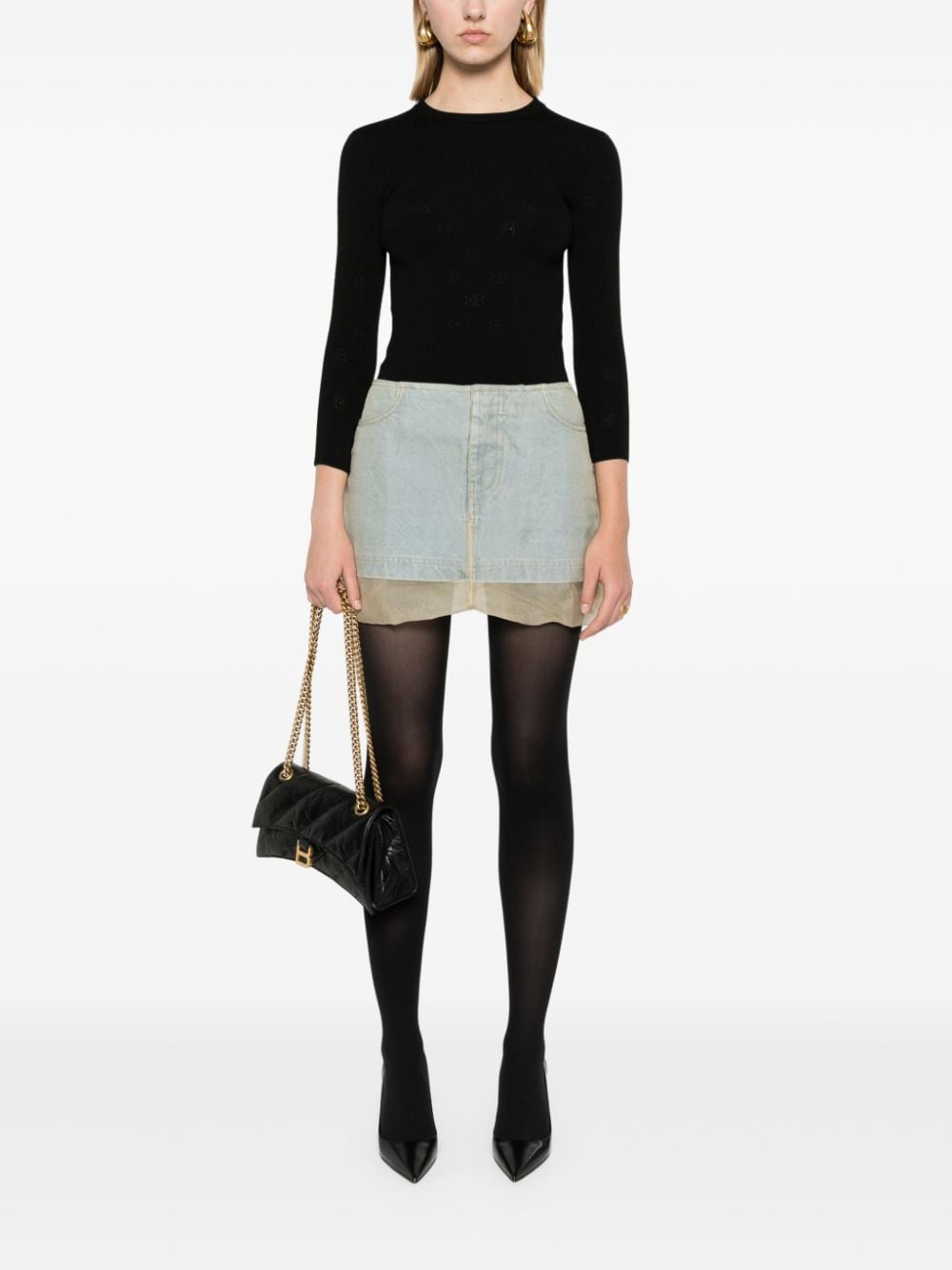 Balenciaga Open-knit Wool Top - Black