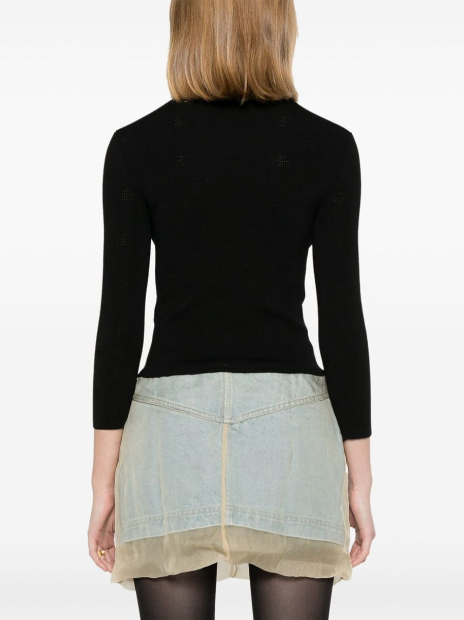 Balenciaga Open-knit Wool Top - Black