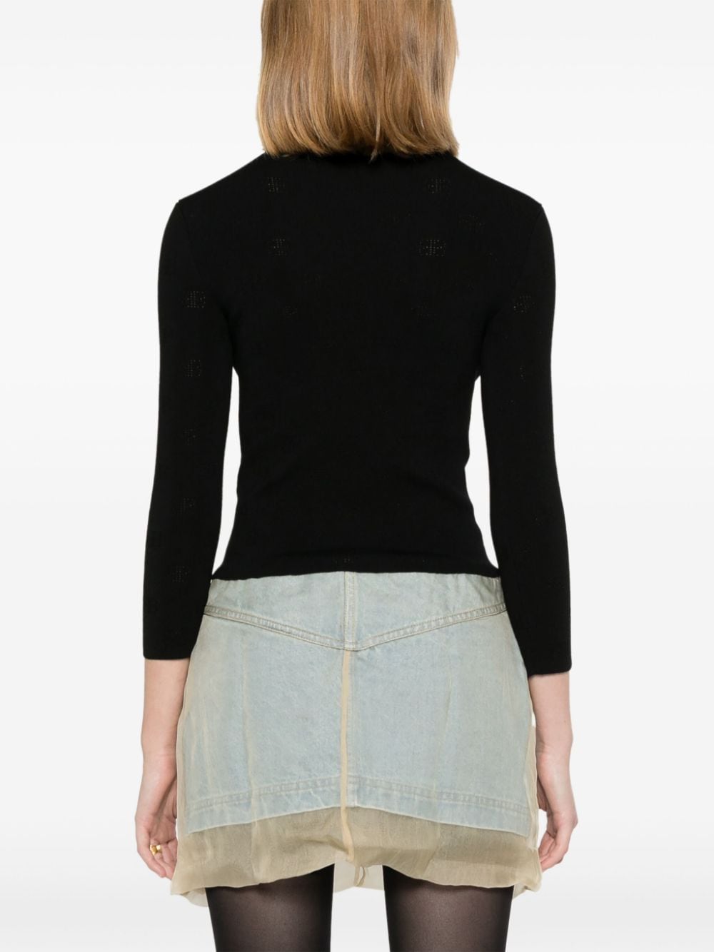 Balenciaga Open-knit Wool Top - Black