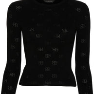 Balenciaga Open-knit Wool Top - Black